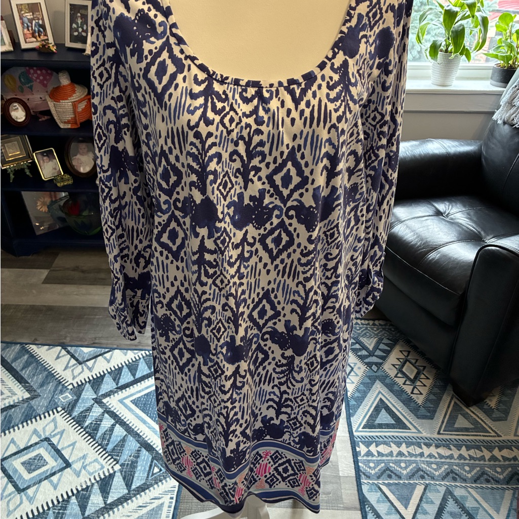 Lilly Pulitzer Blue And Cream Patterned Dress